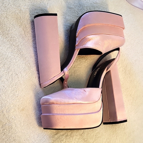 Public Design Prom Shoes 90's Aesthetic Neon Pink Chunky Heels platform bride - Picture 6 of 13